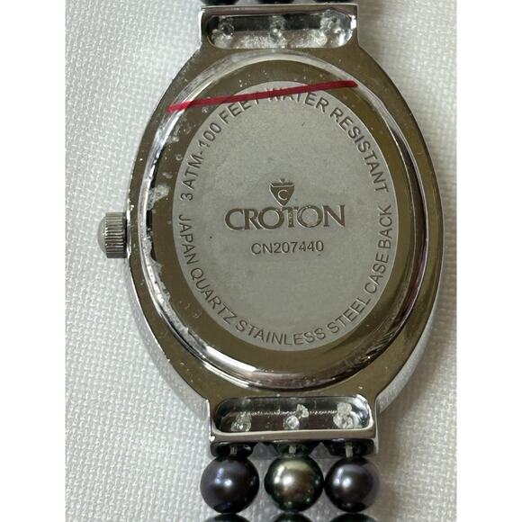 Croton Women\'s Mother of Pearl Watch & Bracelet Set Crystal Halo Tahitian Pearl main image 9